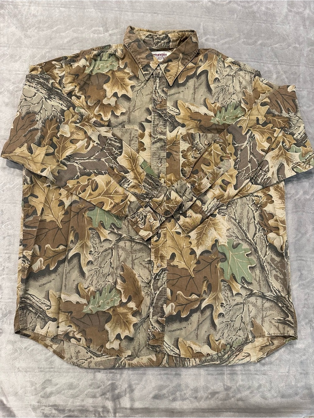 Wrangler Rugged Wear Men’s Long Sleeve Advantage Camouflage Button-Up Shirt